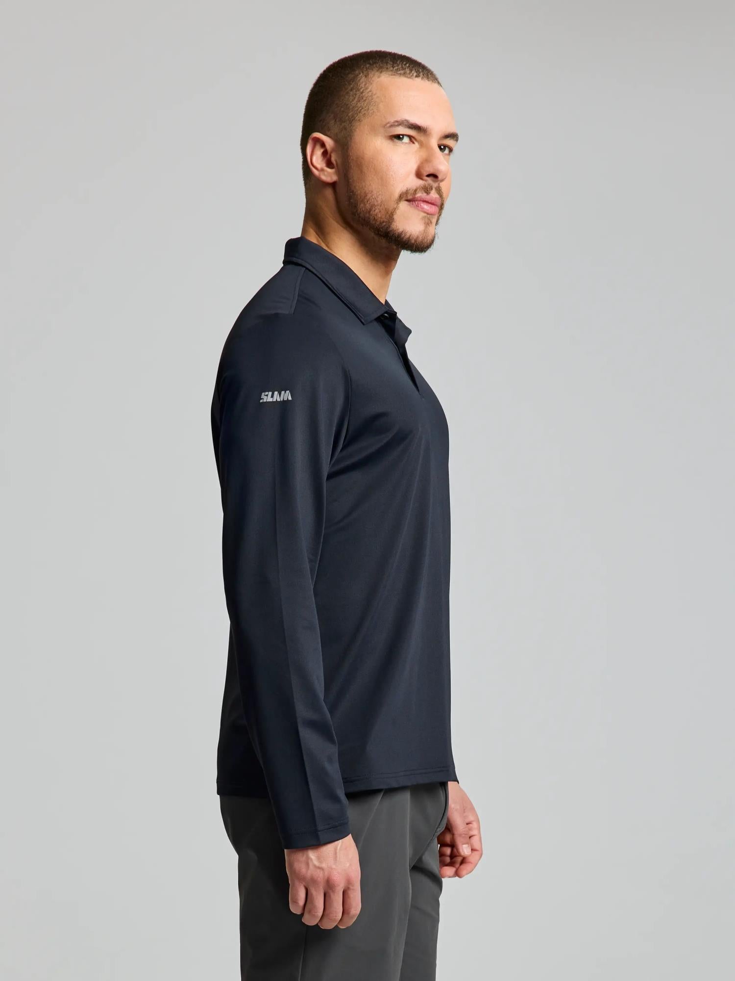 TECH PIQUE POLO LS - Fekete