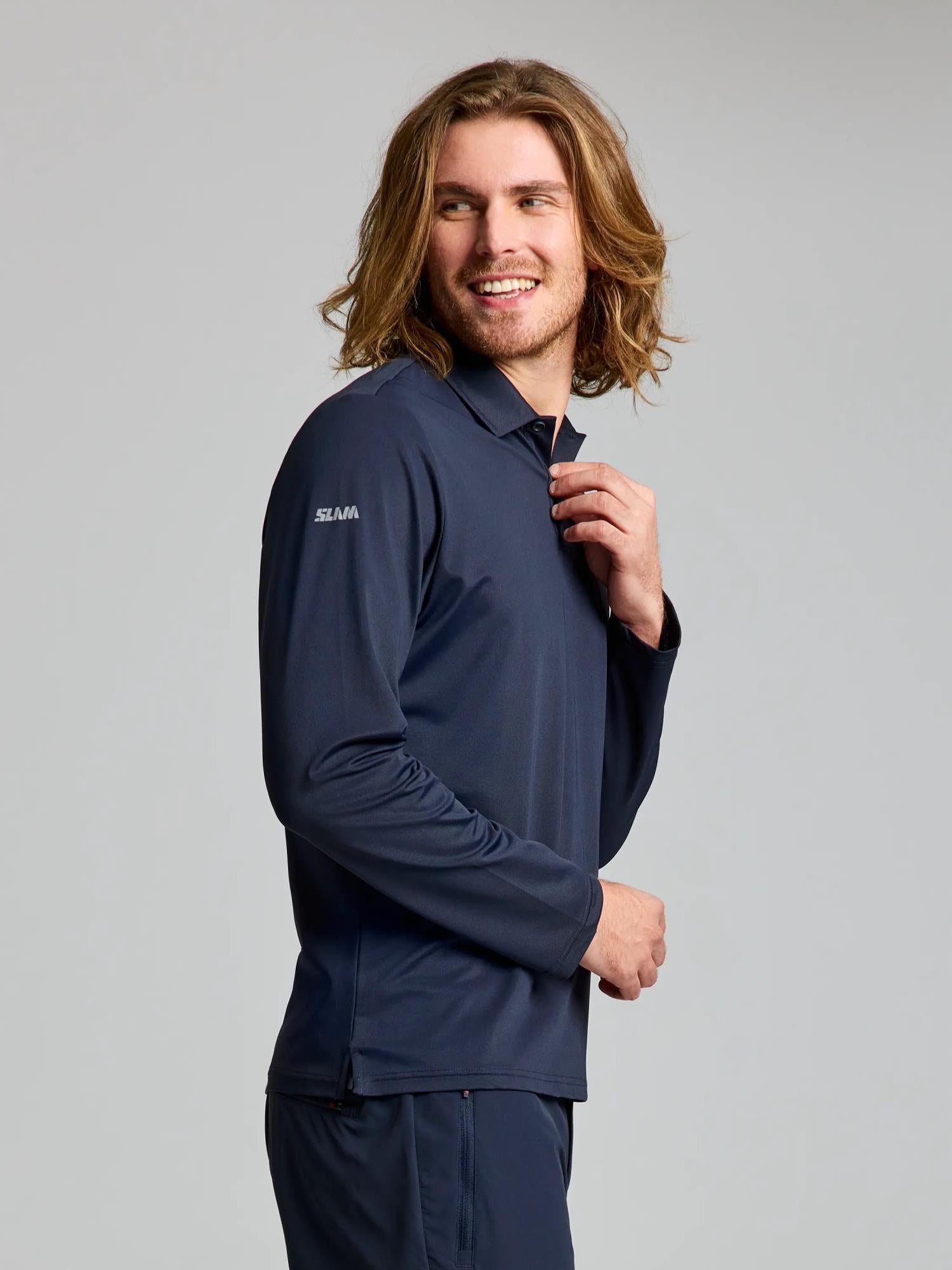 TECH PIQUE POLO LS - Navy