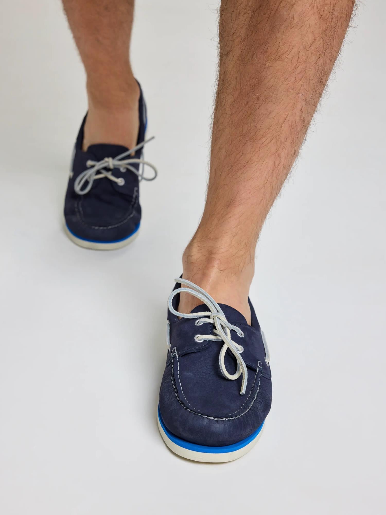 NABUCK BOAT SHOES - Navy