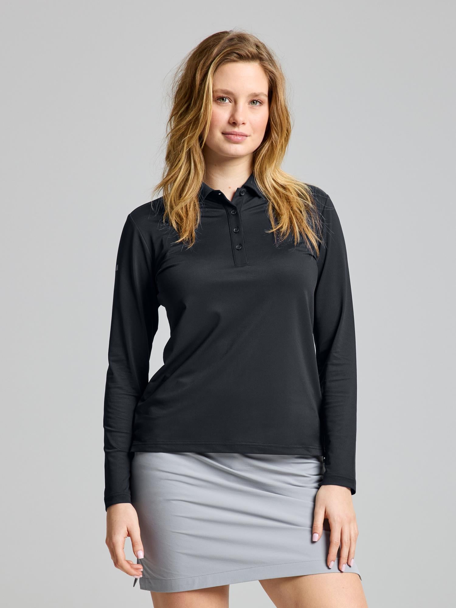 WS TECH PIQUE POLO LS - Fekete