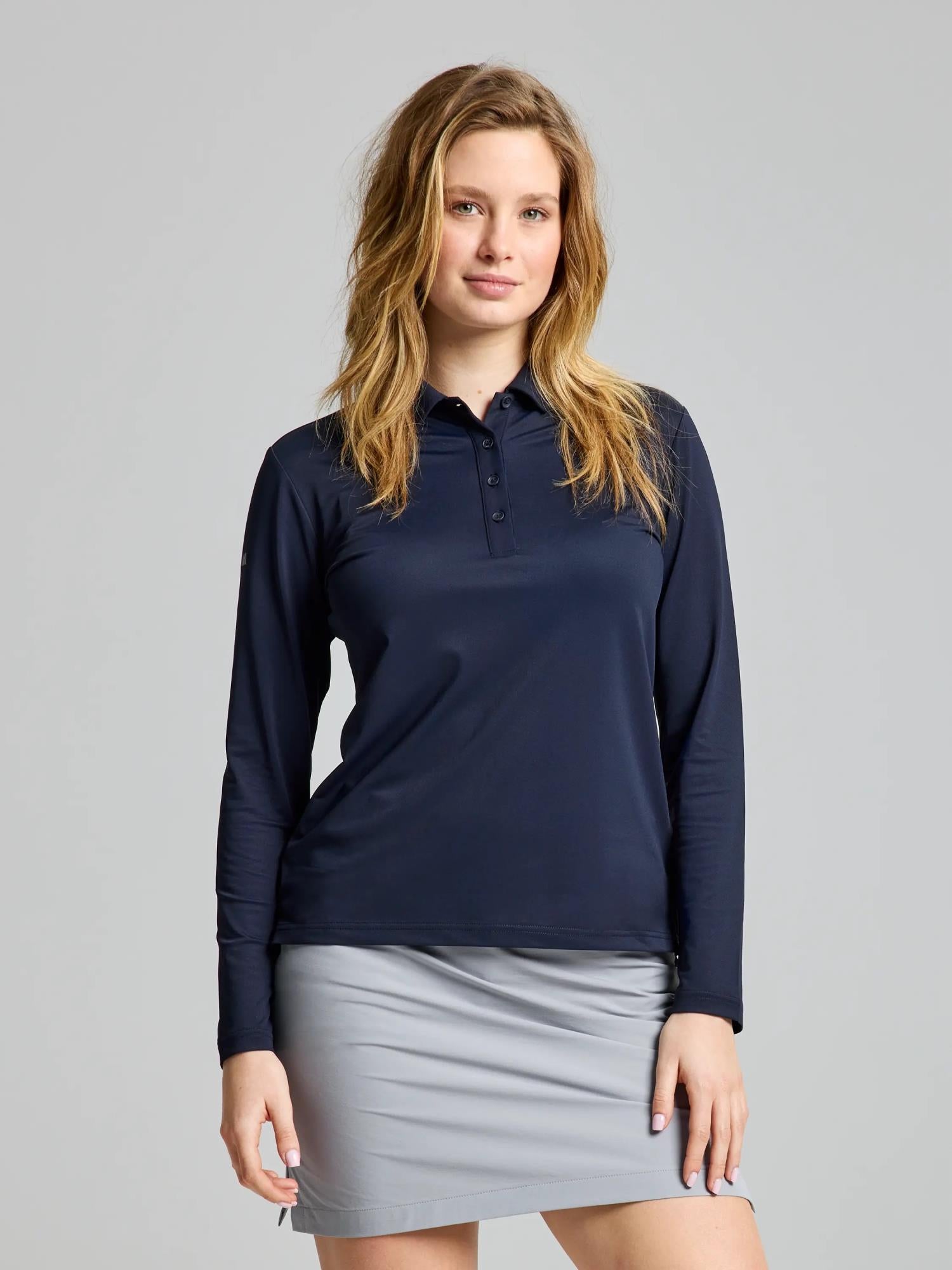 WS TECH PIQUE POLO LS - Navy